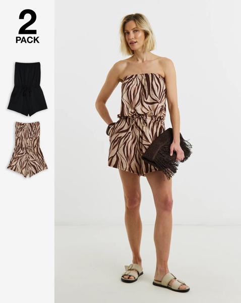 2 Pack Bandeau Playsuits