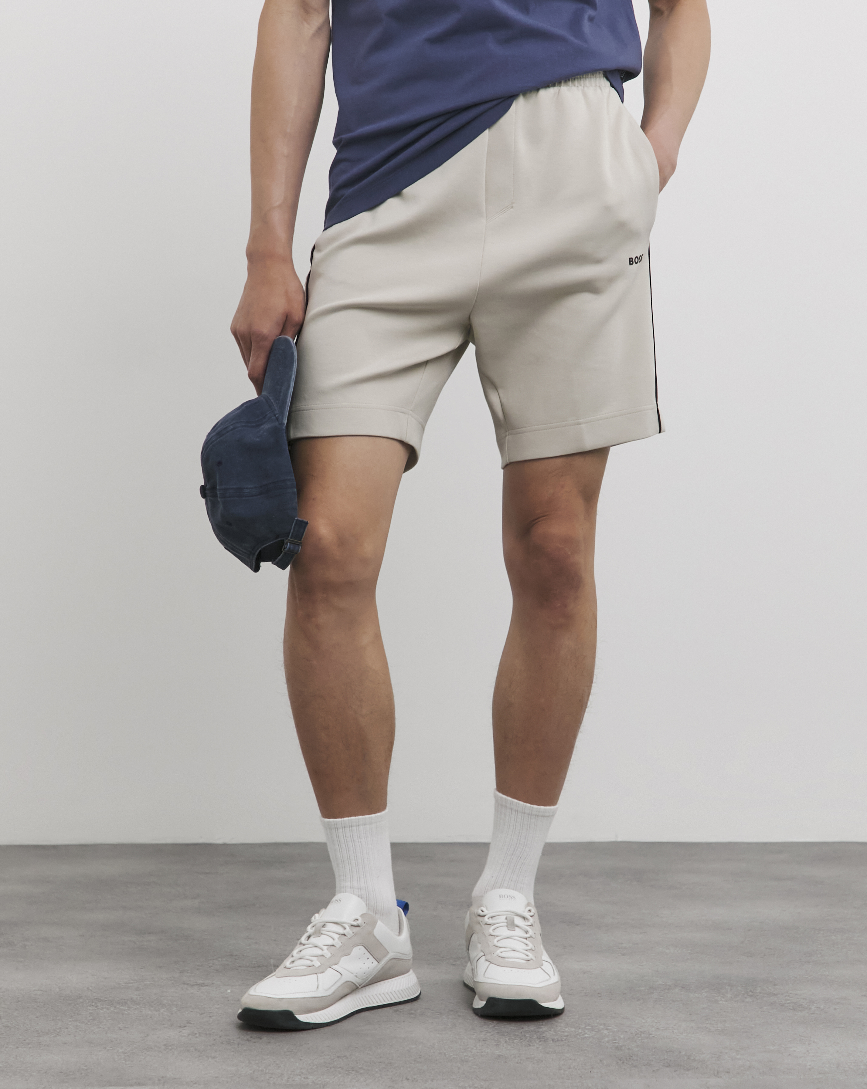 BOSS Light Beige Small Logo Sweat Shorts