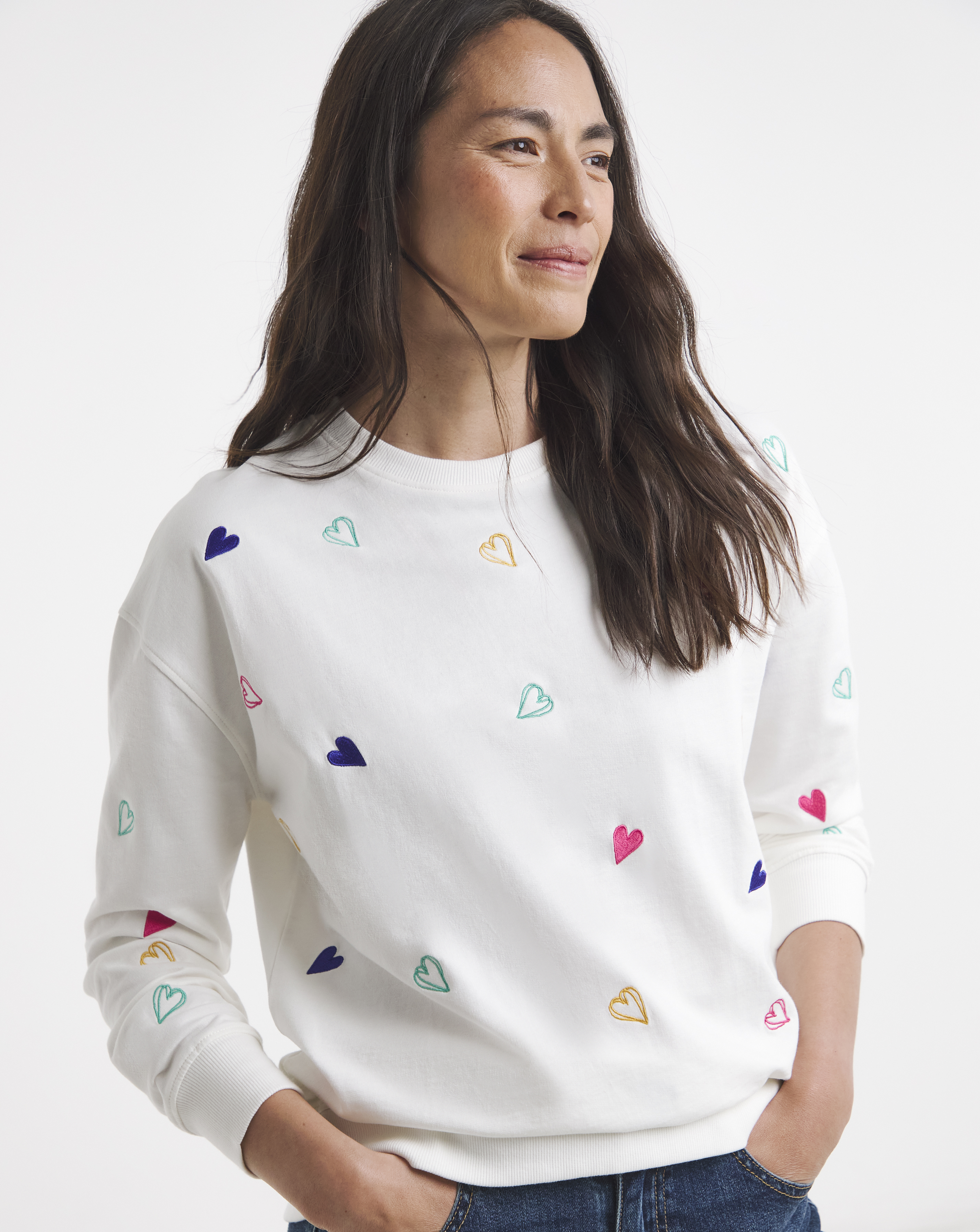 Heart Embroidered Sweatshirt