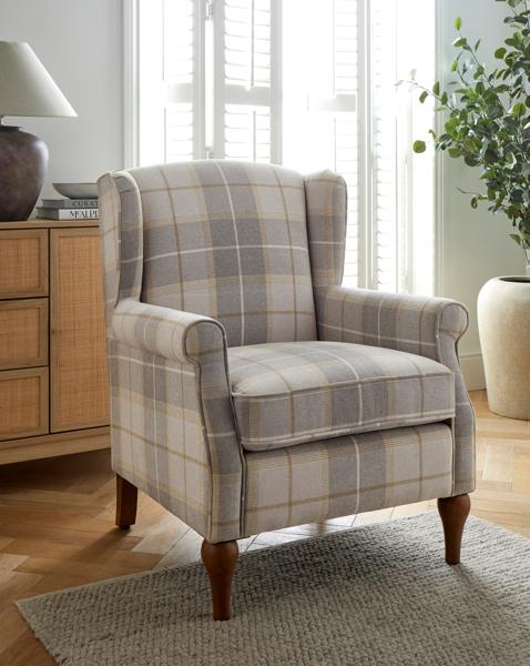 Bailey Check Wingback Armchair