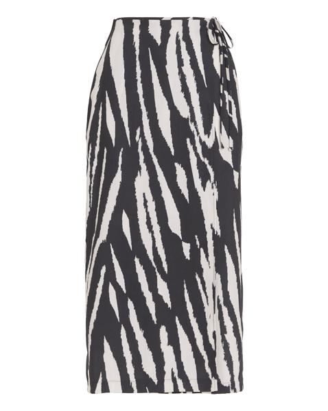 Mono Print Wrap Midi Skirt