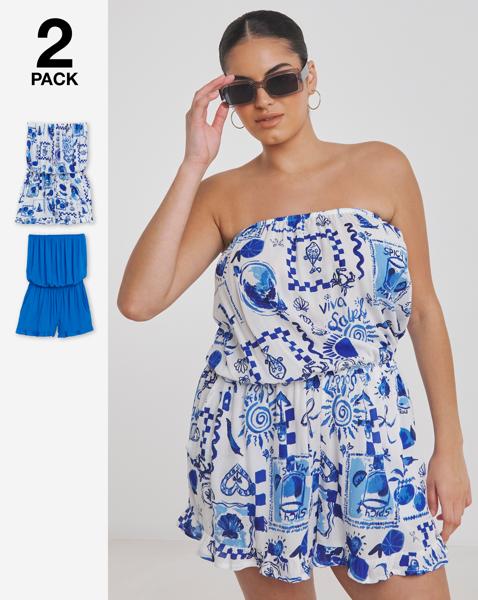 Simply Be 2 Pack Value Beach Playsuits