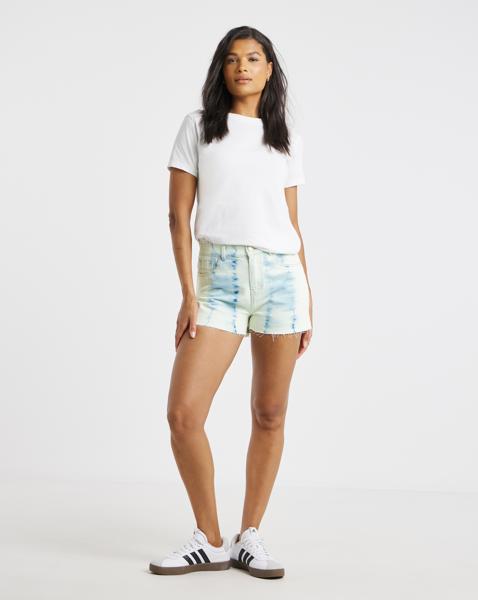 Simply Be Bleach Wash Tie Dye Mom Short