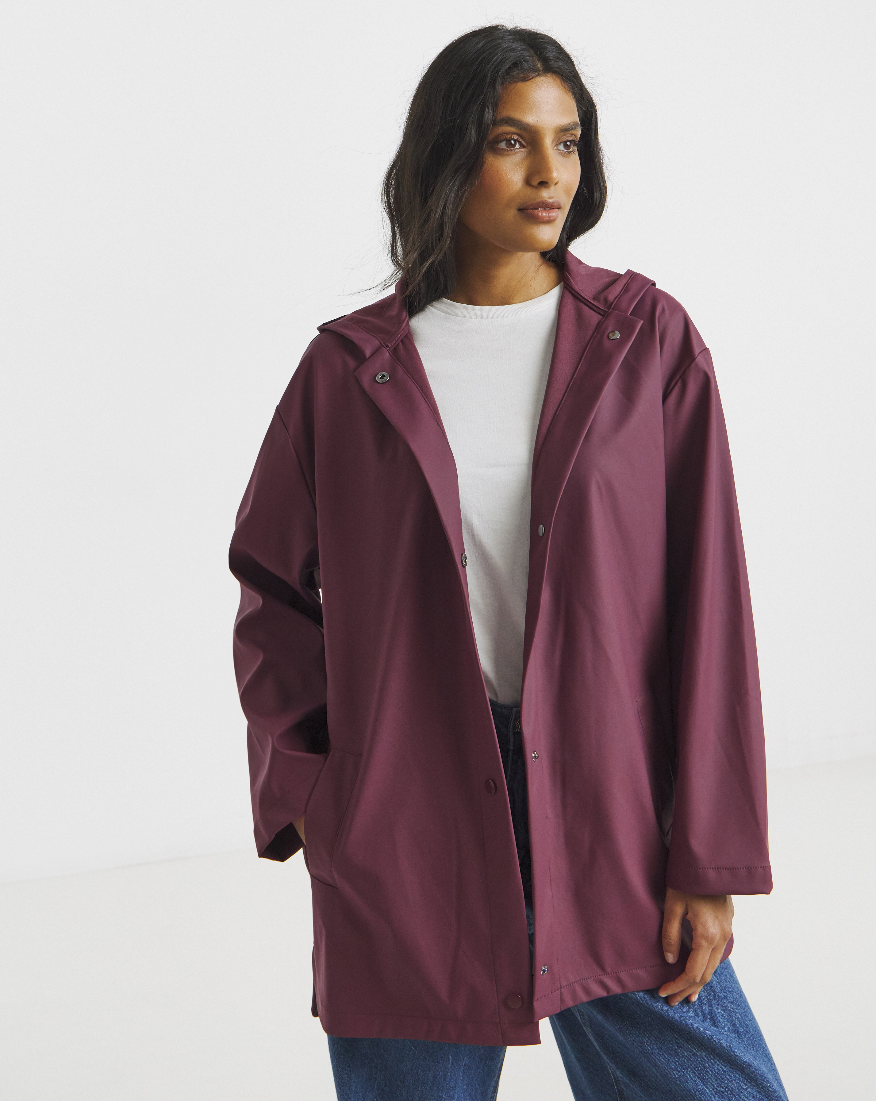 Burgundy Short Rubberised Mac