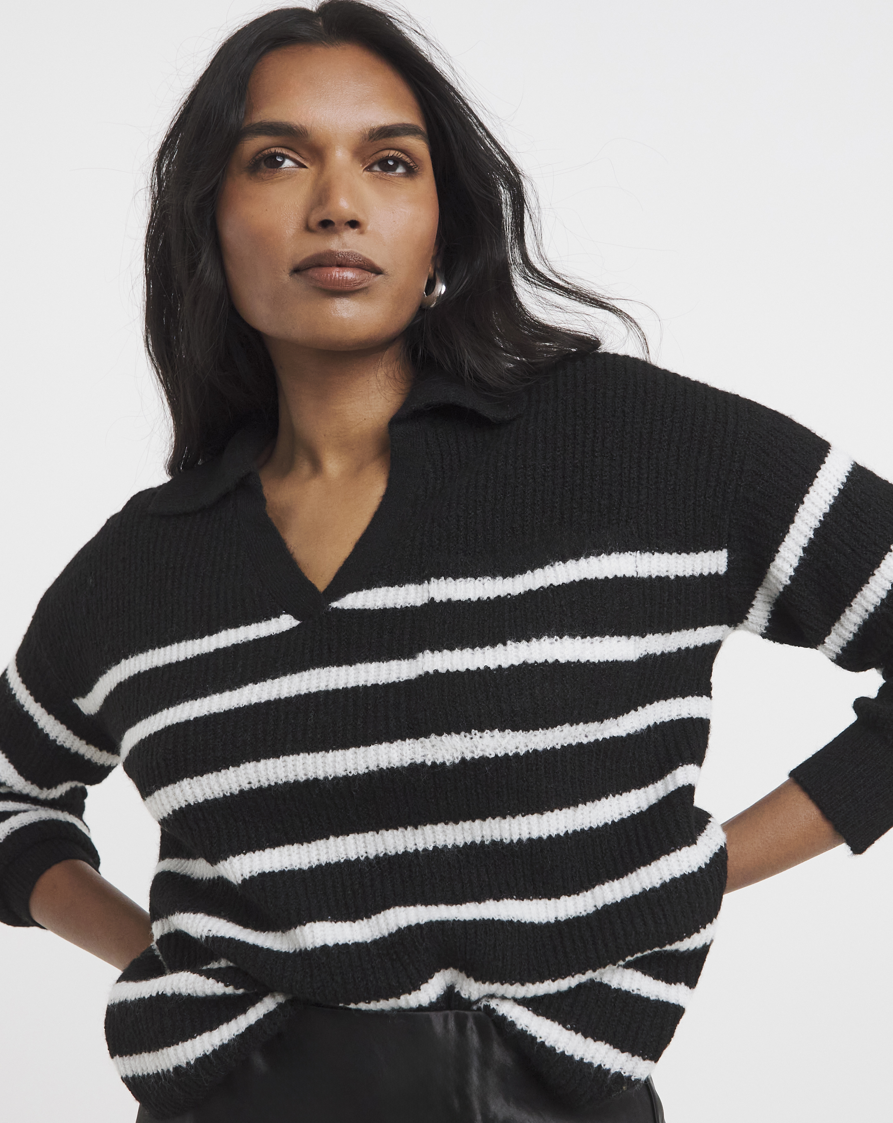 V-Neck Collared Jumper