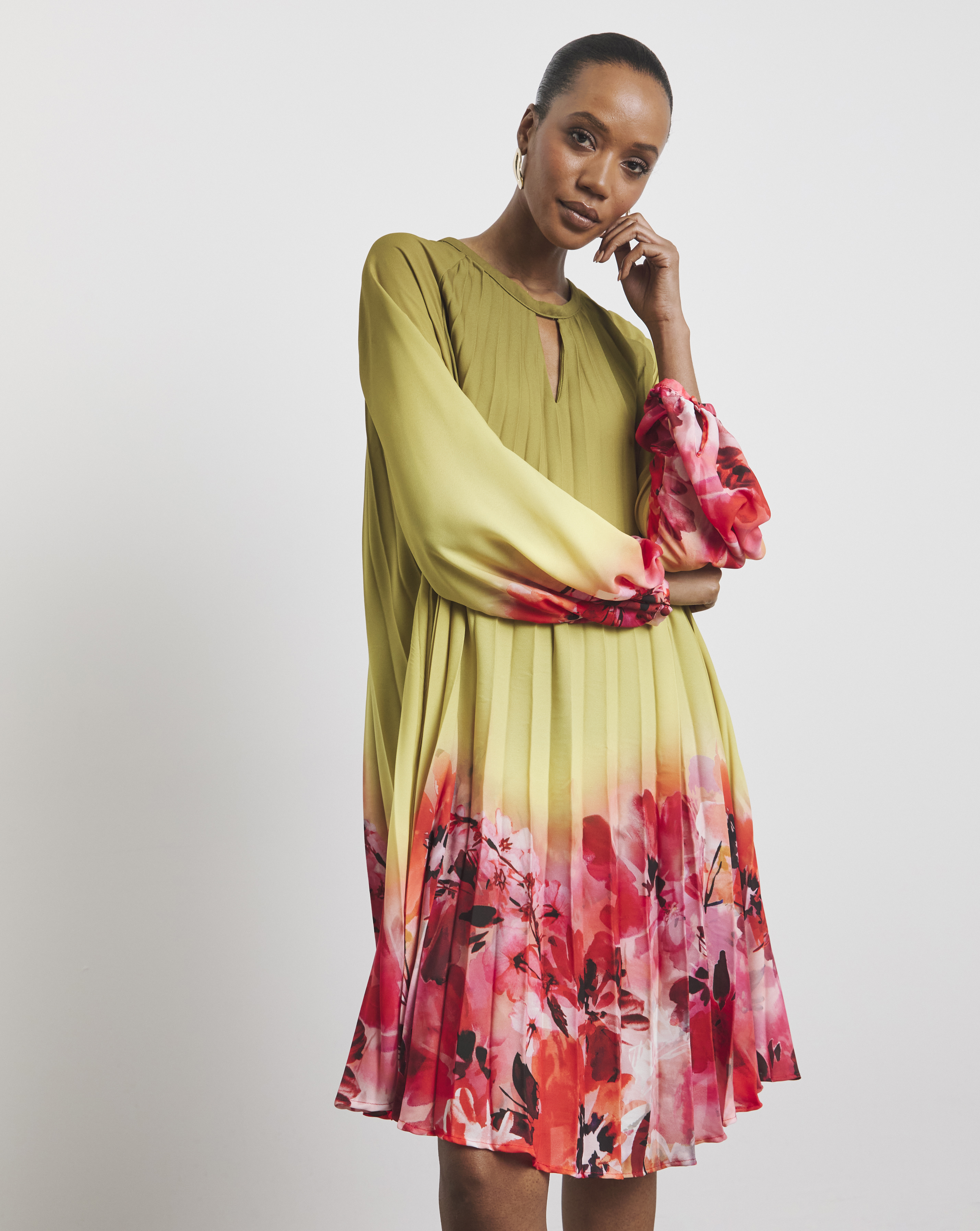 Joanna Hope Ombre Pleated Shift Dress
