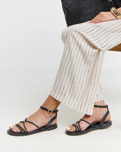 Hardware Detail Flat Sandals Wide