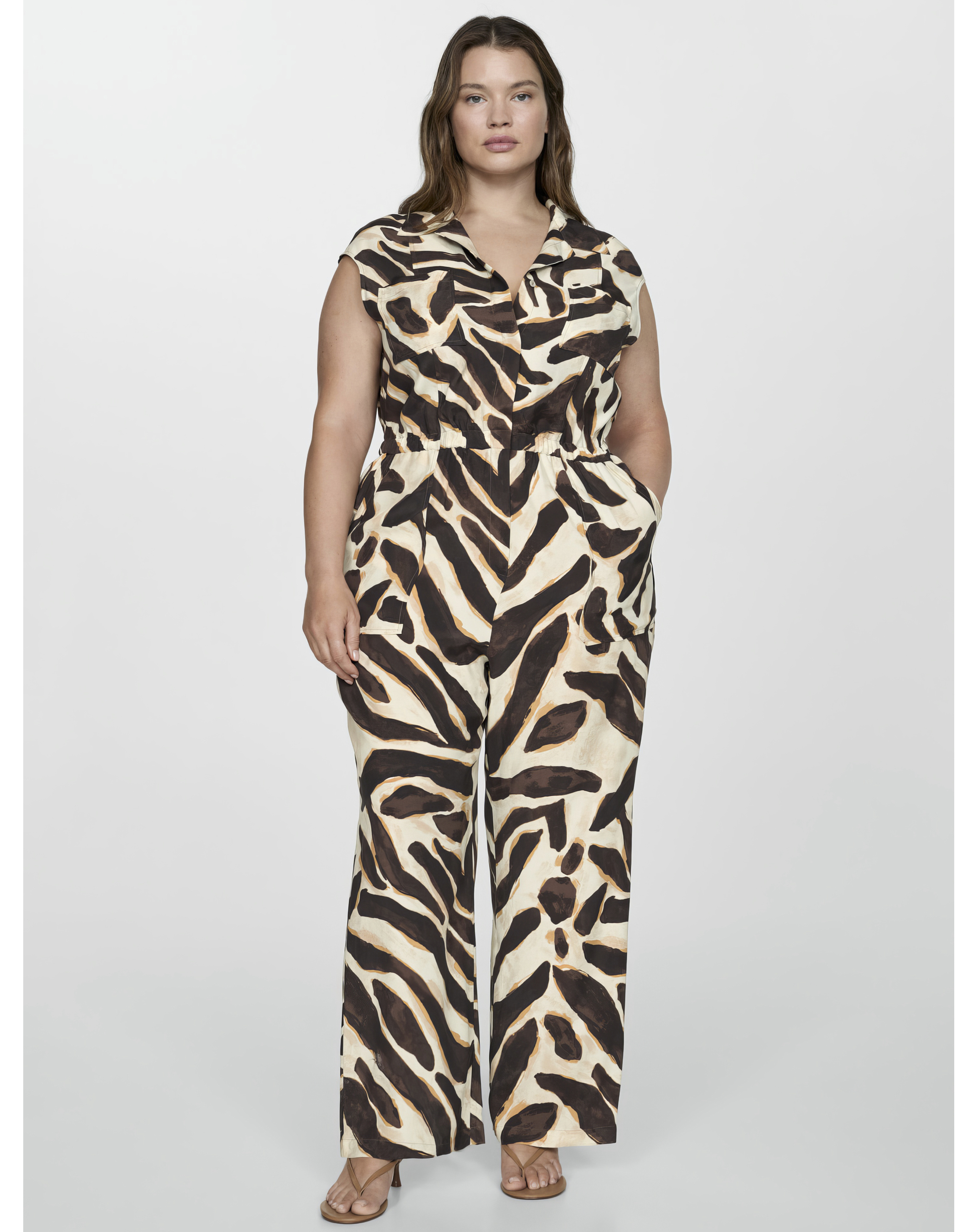Mango Animal Print Jumpsuit With Pockets