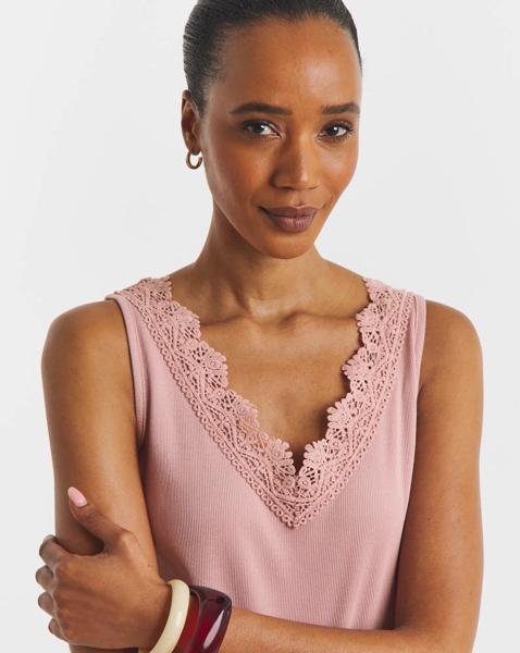 V-Neck Lace Trim Vest