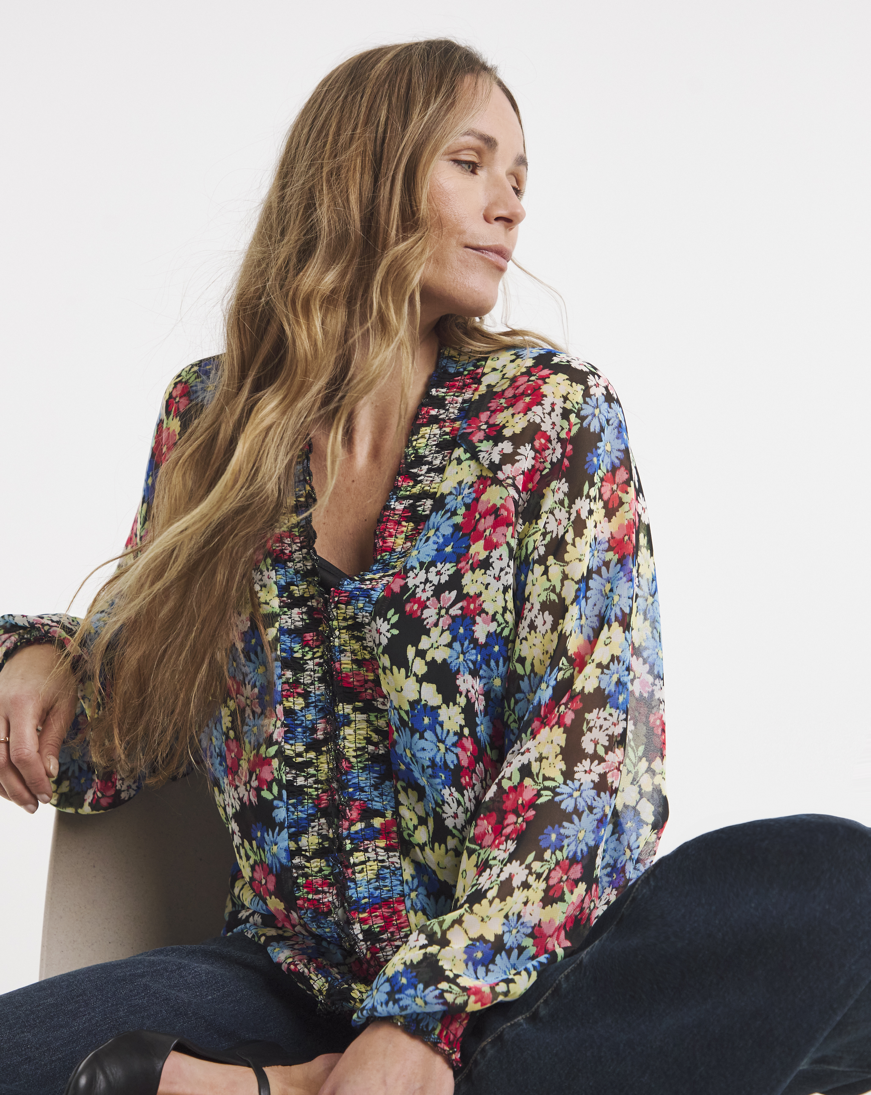 Shirring Detail Georgette Blouse