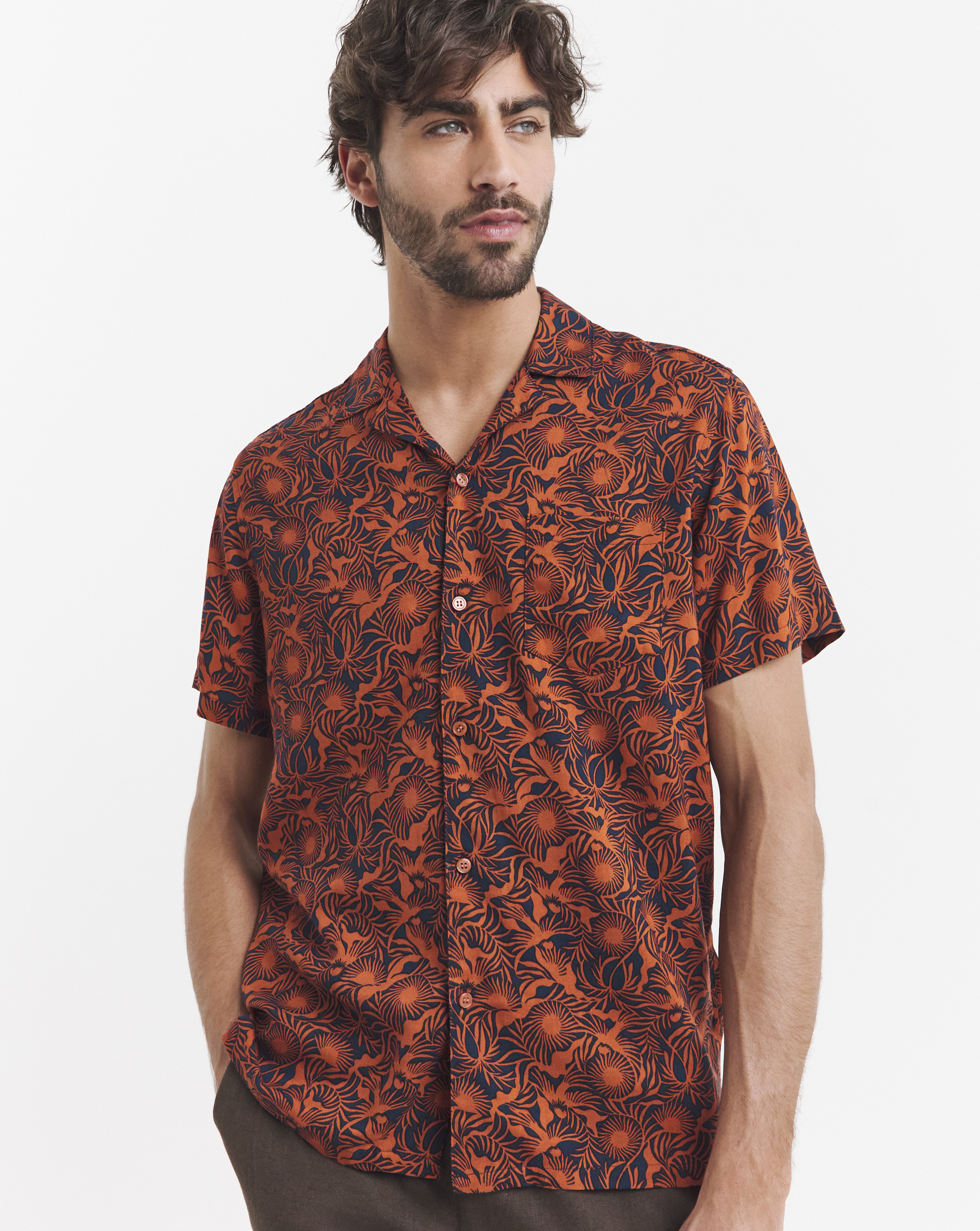 Short Sleeve Viscose Print Shirt
