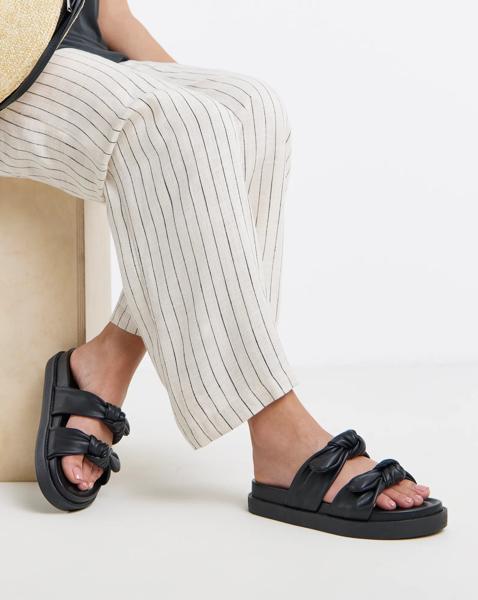 Bow Detail Slider Sandals Wide