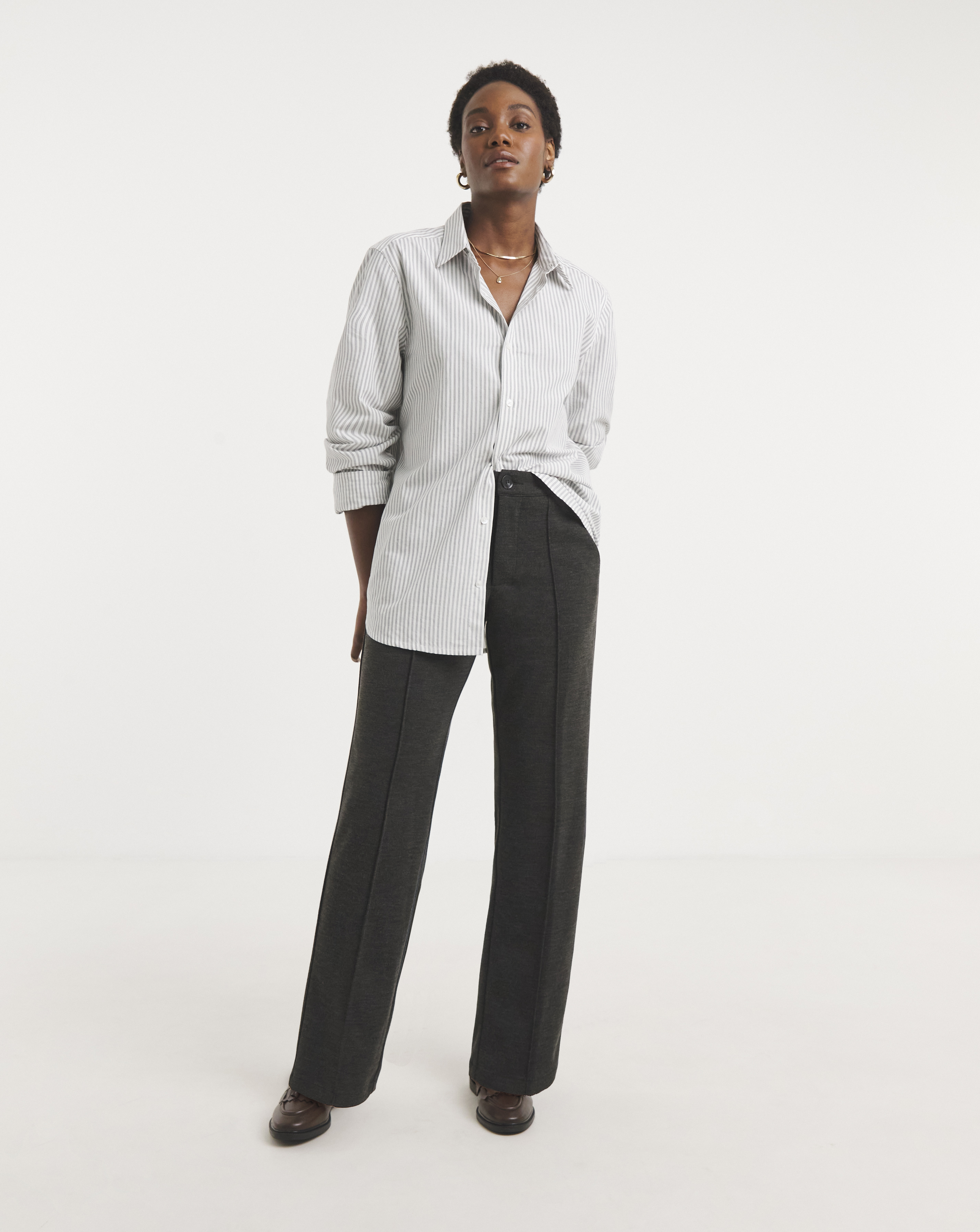 Brushed Ponte Trousers - Dark Charcoal