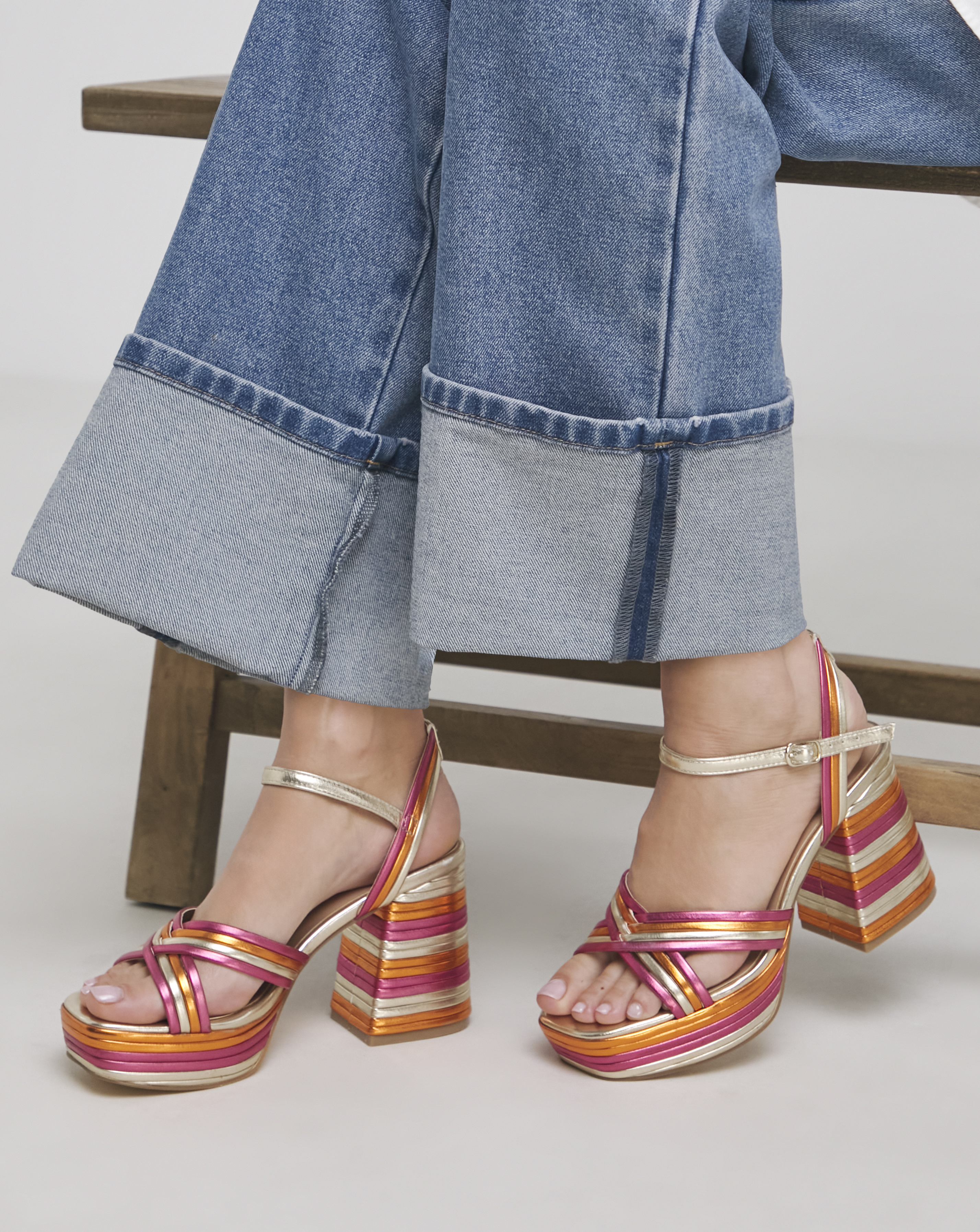 Multi Strap Platform Heel Extra Wide - Image