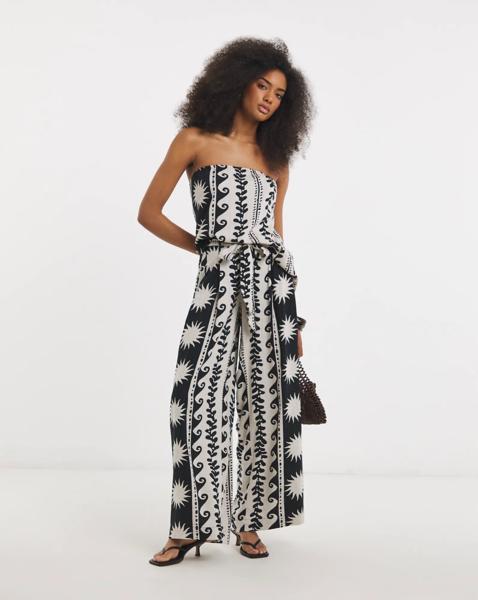 Simply Be Mono Print Palazzo Trouser