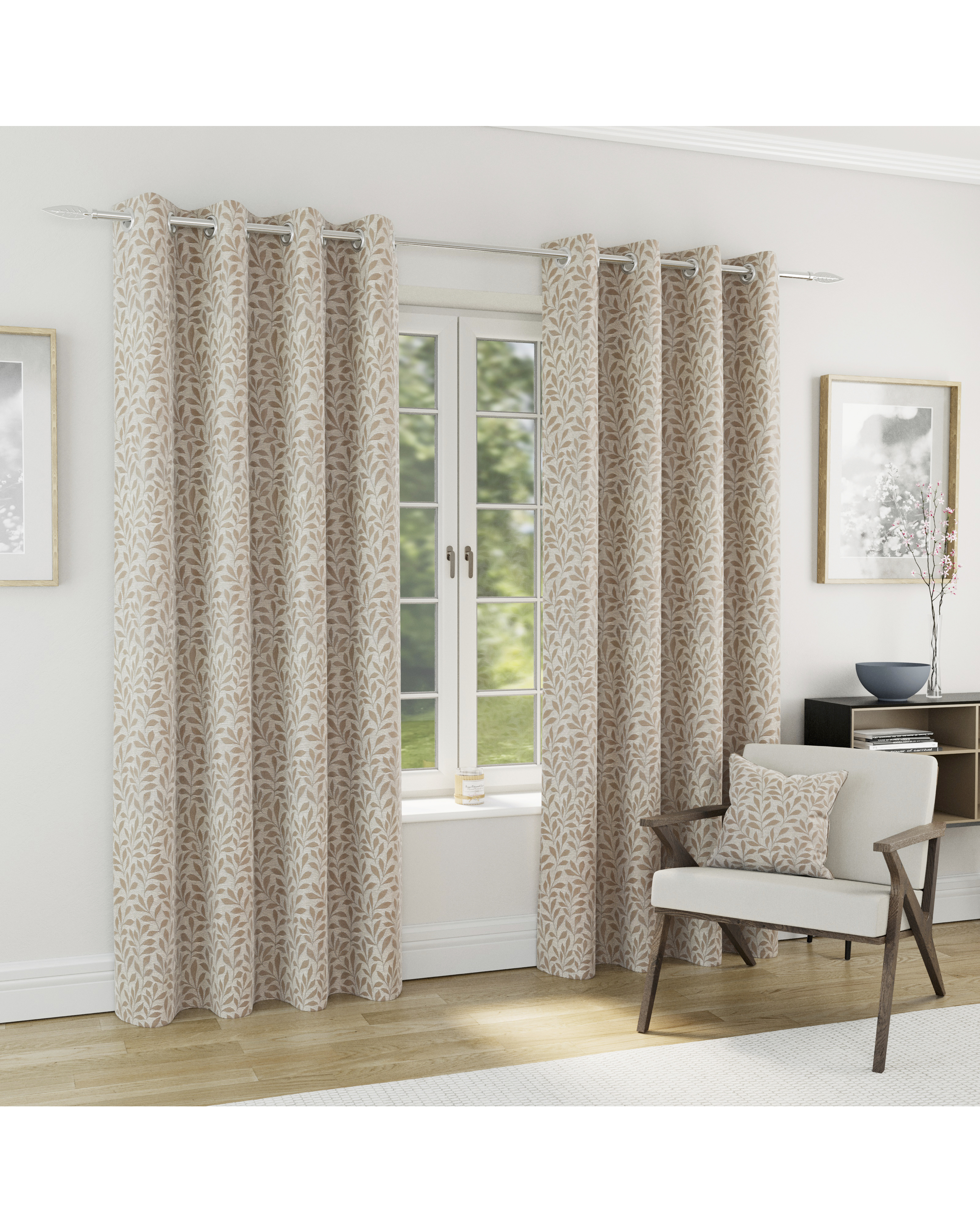 Sherwood Leaf Jacquard Lined Curtains