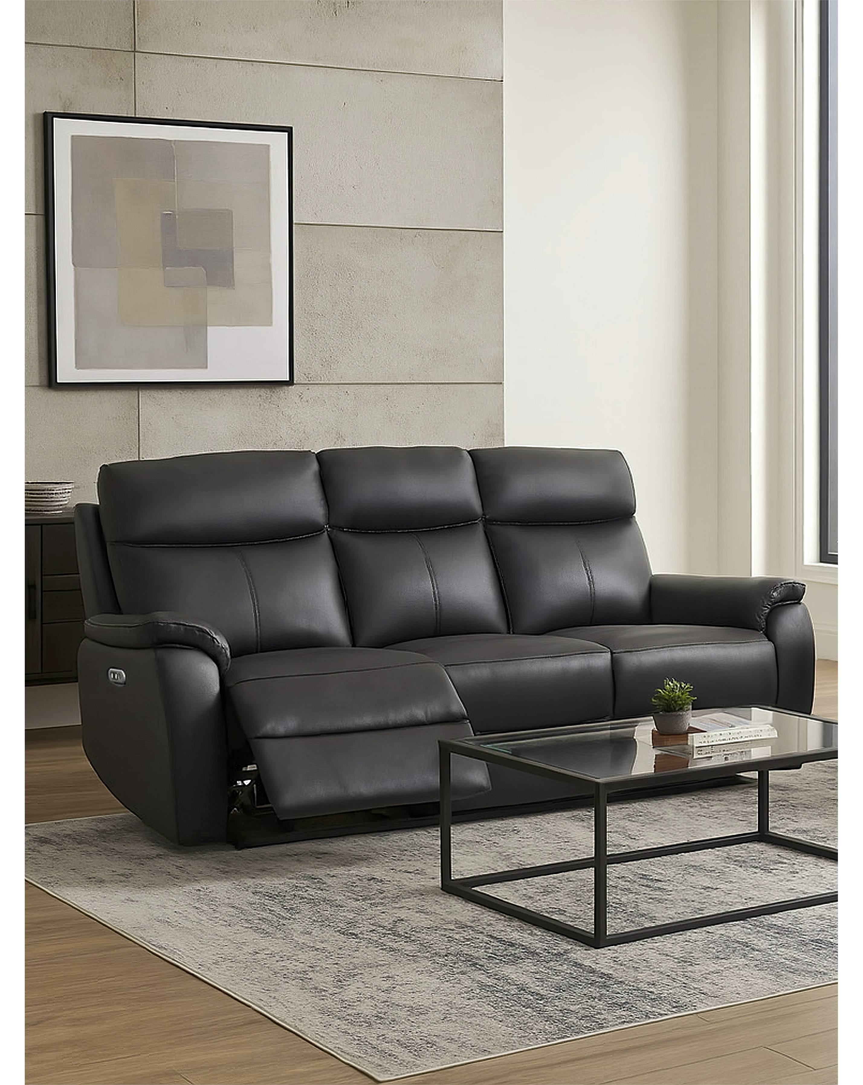 Aspire Black Kingsmere Power Recliner 3 Seater