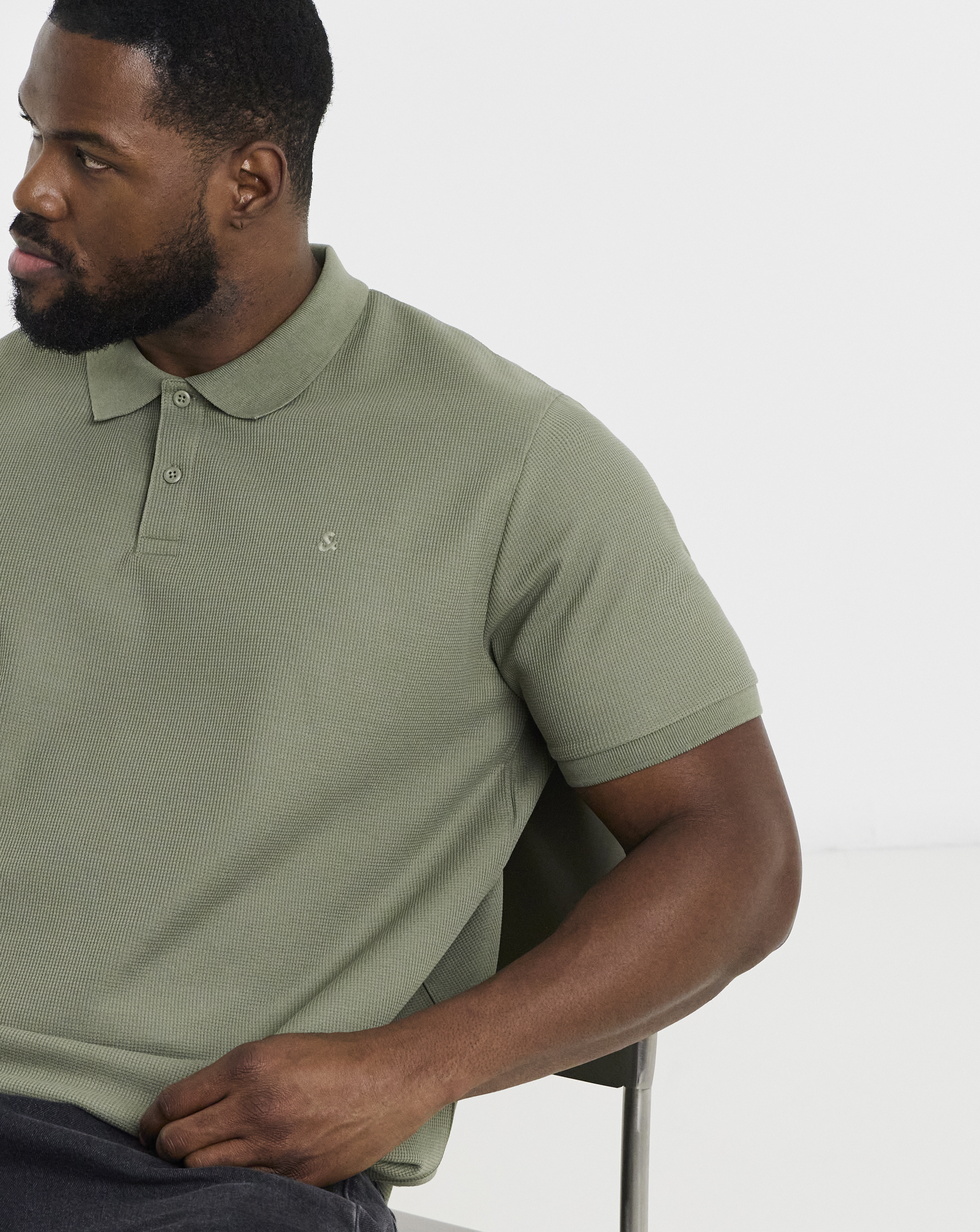 Jack & Jones Green Austin Waffle Polo - M(44)