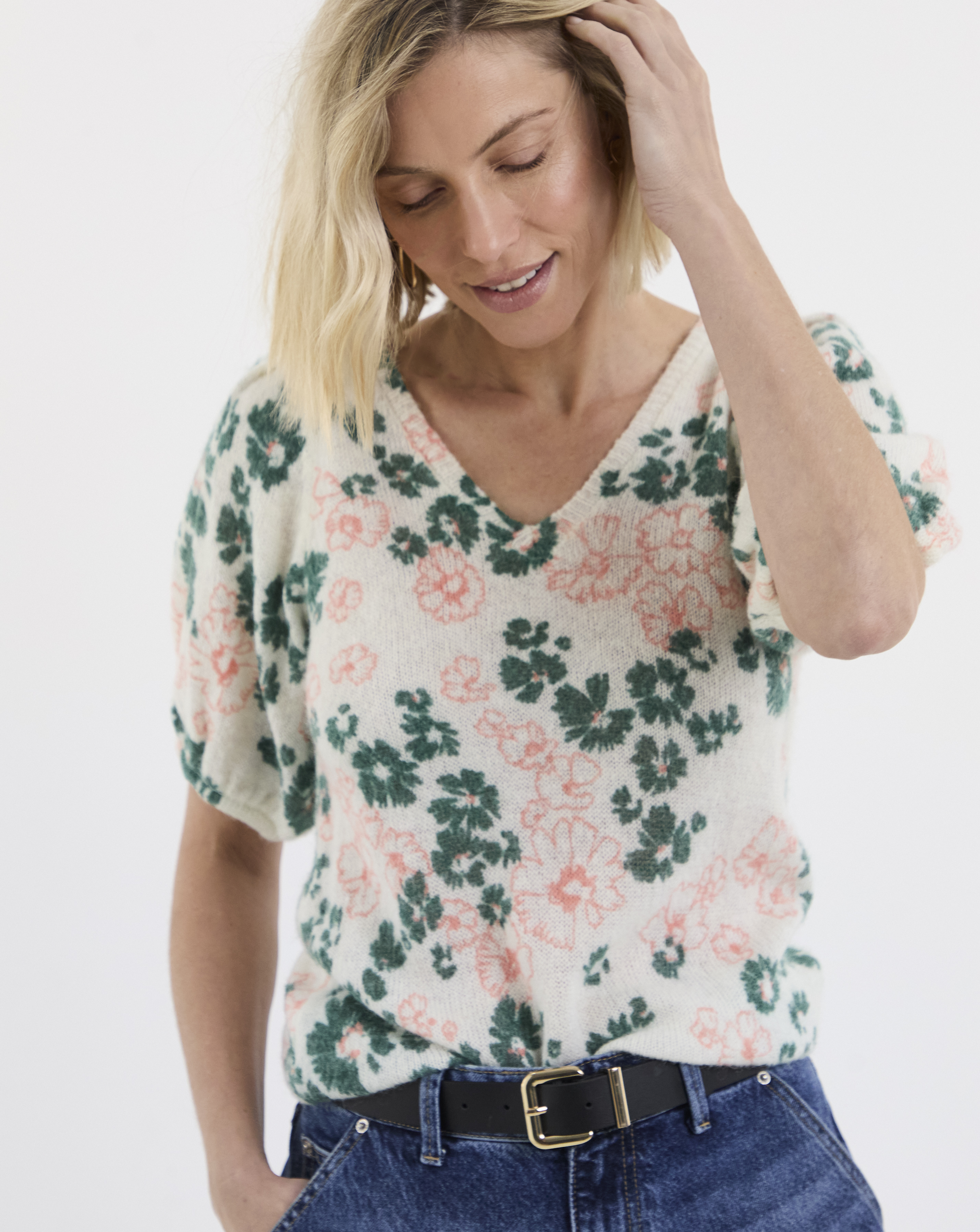 Printed Short Sleeve Jumper