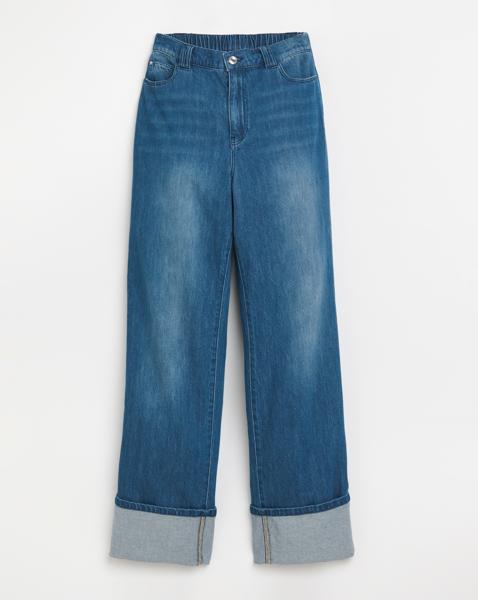 Simply Be Blue Turn Up Drape Jeans