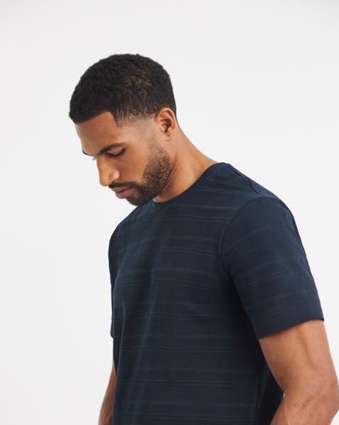 Textured Stripe Crew Neck T- Long