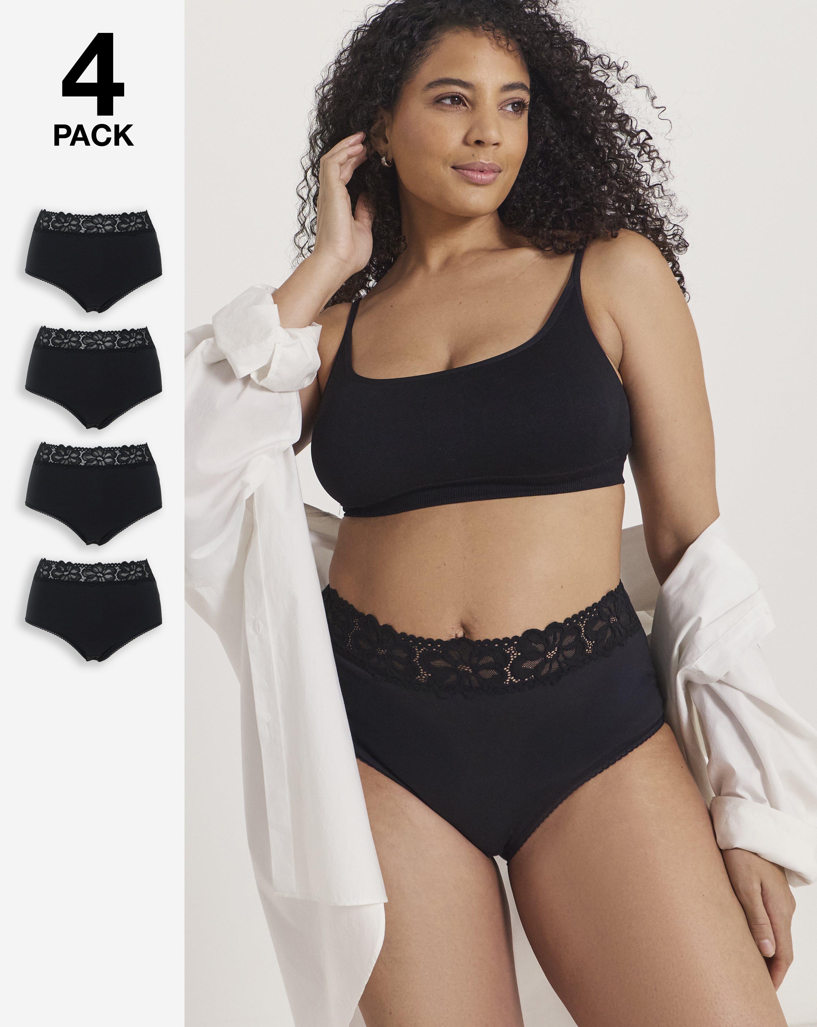 4 Pack Lace Top Full Knickers