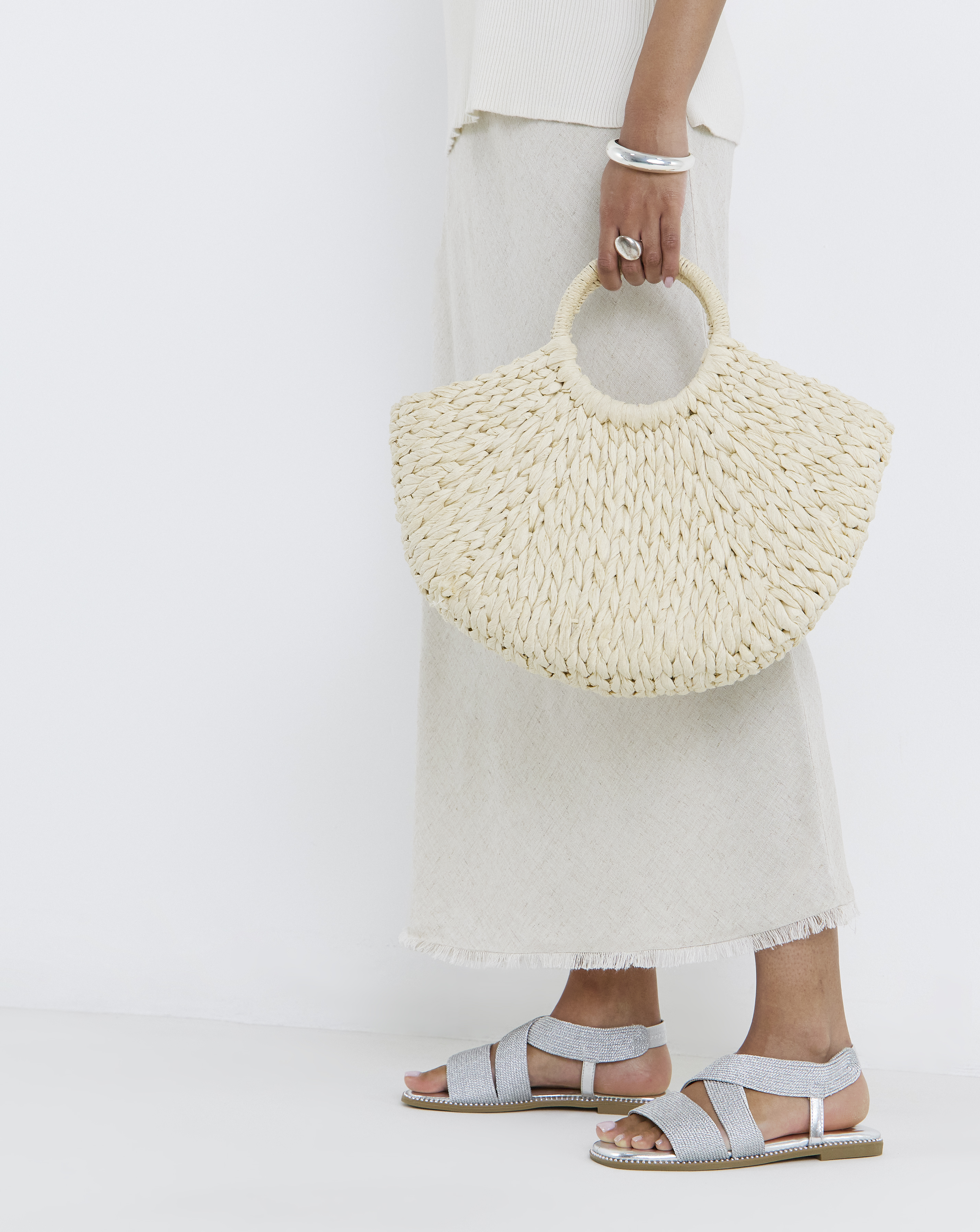Elasticated Flat Sandals Wide Fit