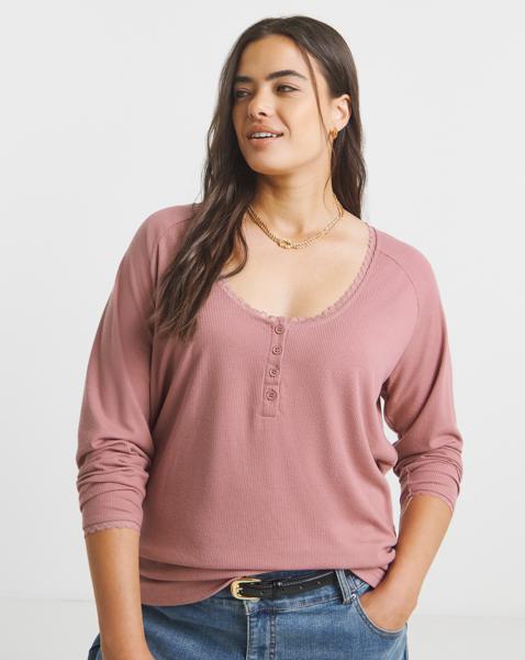 Lace Trim & Rib Top