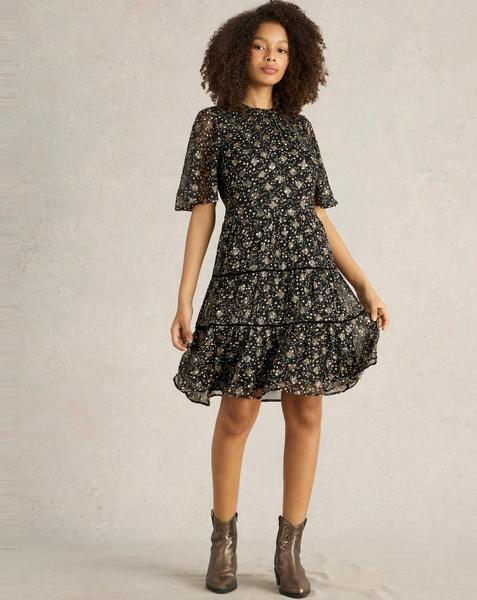 White Stuff Erin Metallic Dress - Black Multi