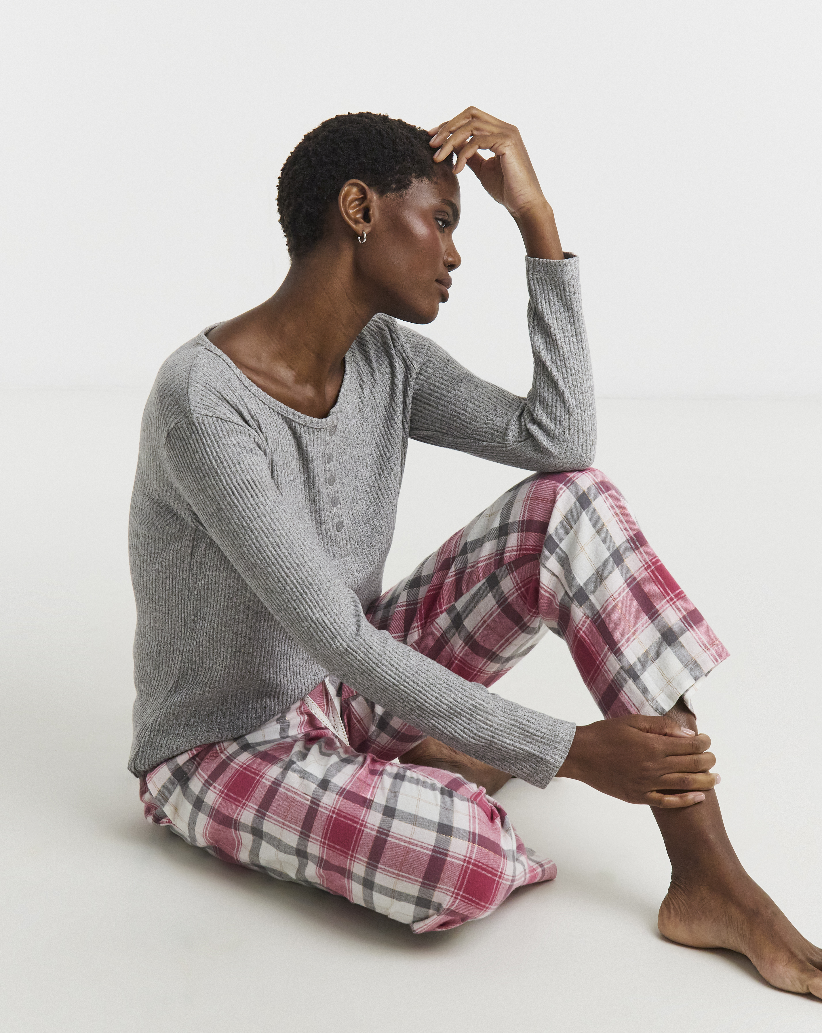 Pretty Secrets Check Henley PJ Set