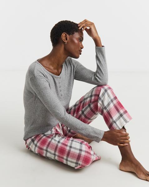 Pretty Secrets Check Henley PJ Set