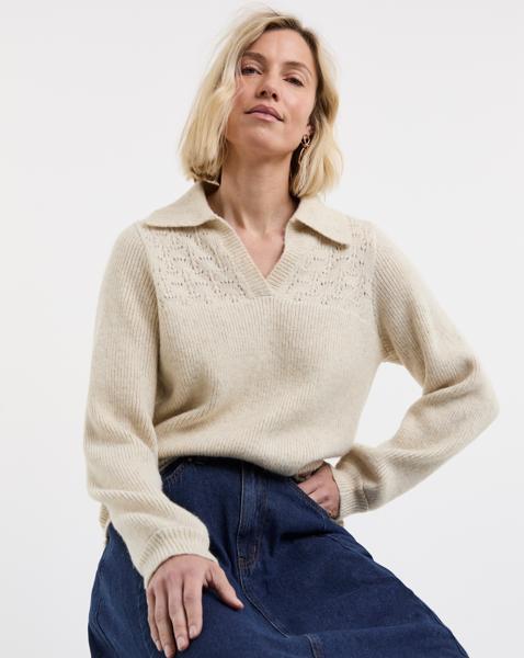 Pointelle Henley Knit Jumper