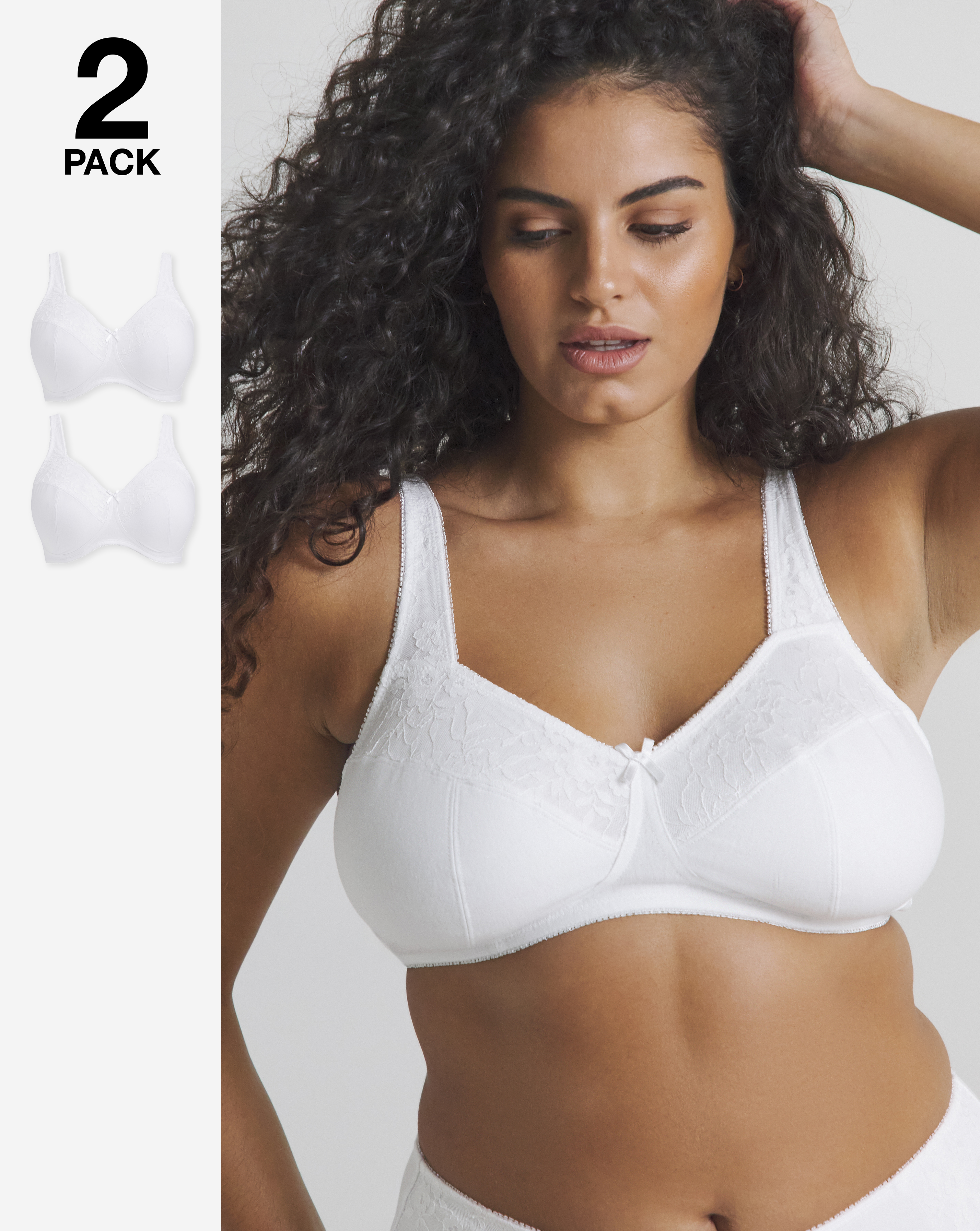 2 Pack New Sarah Full Cup Non Wired Bras