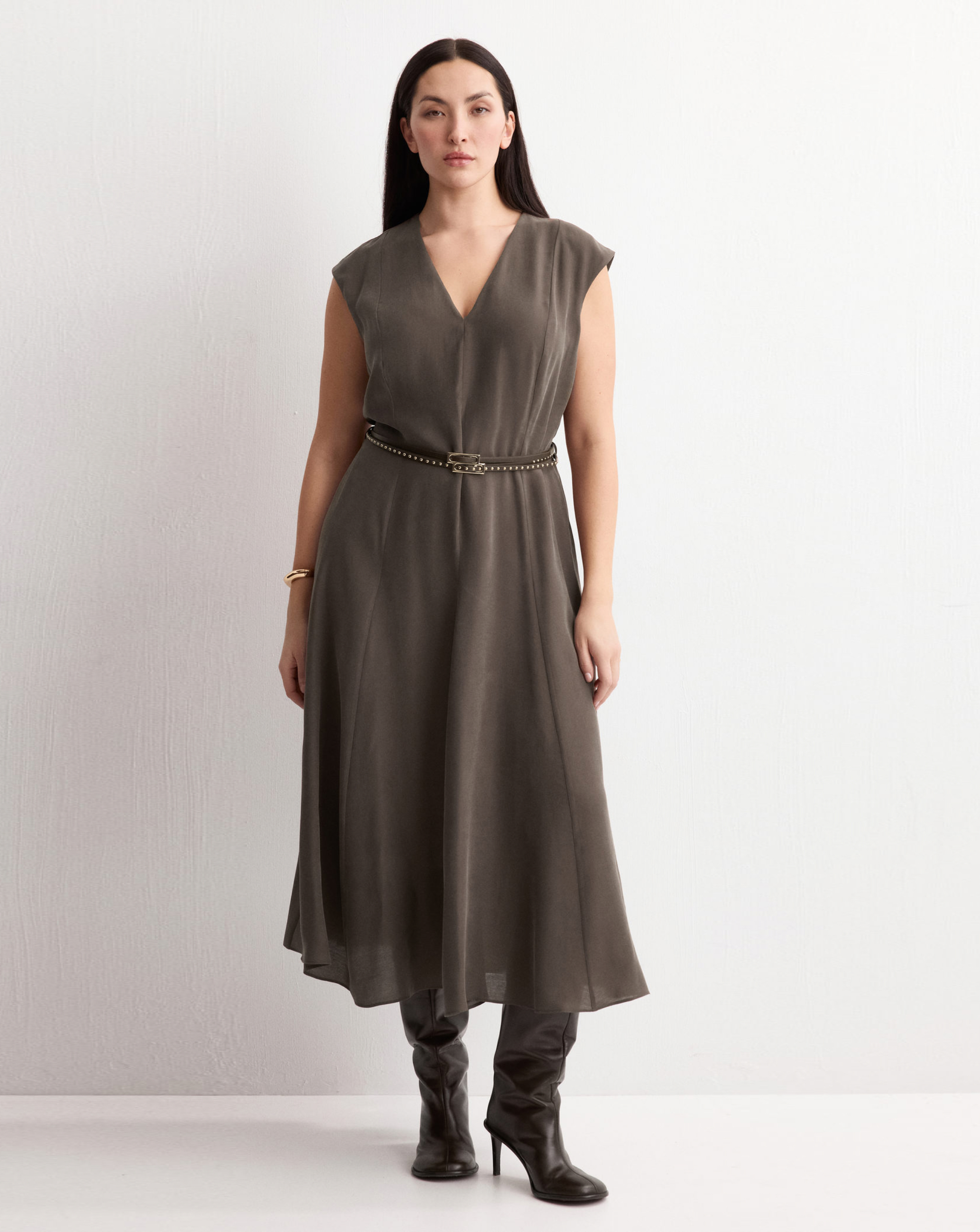 Mango Double-Belt A-Line Dress