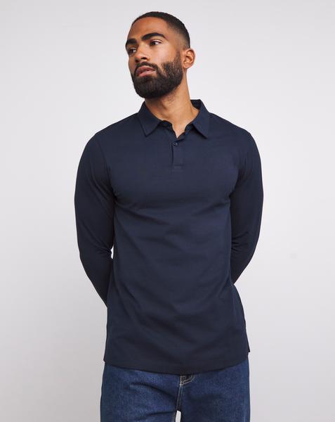 Long Sleeve Jersey Polo Long- Navy