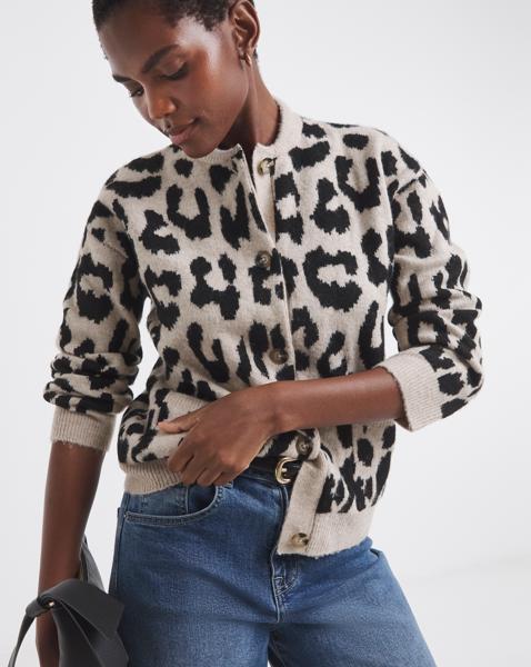 Leopard Knitted Bomber