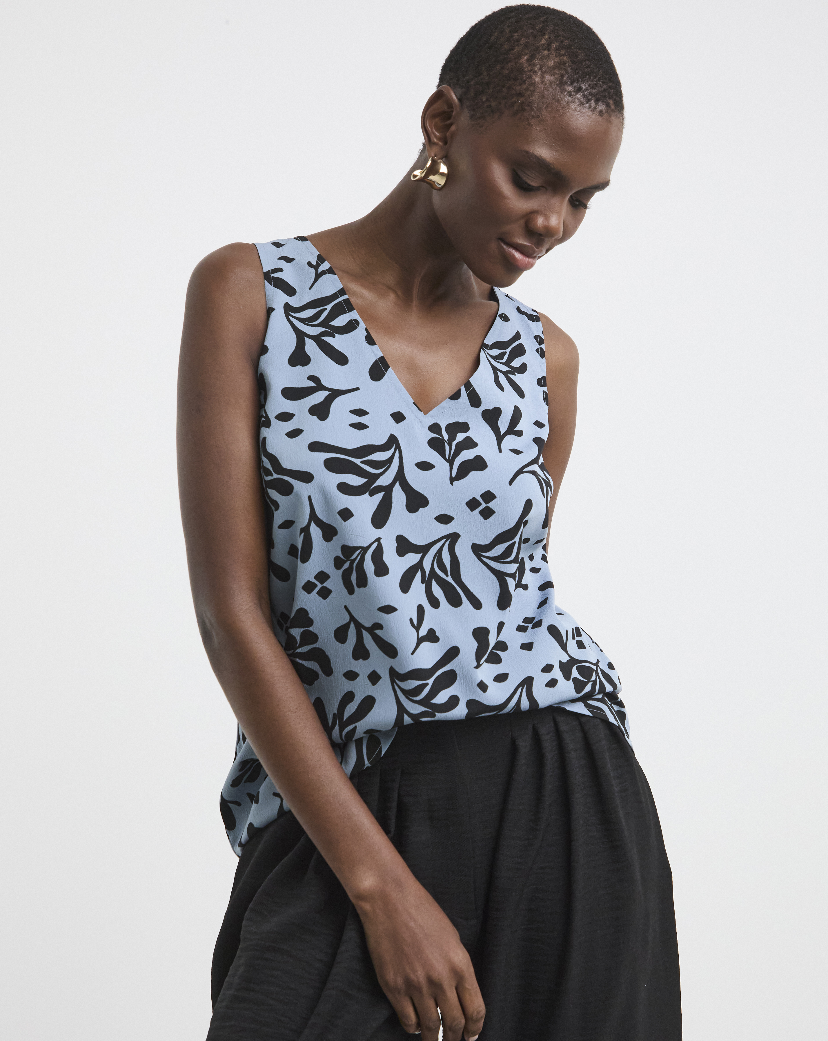 Printed V Neck Vest