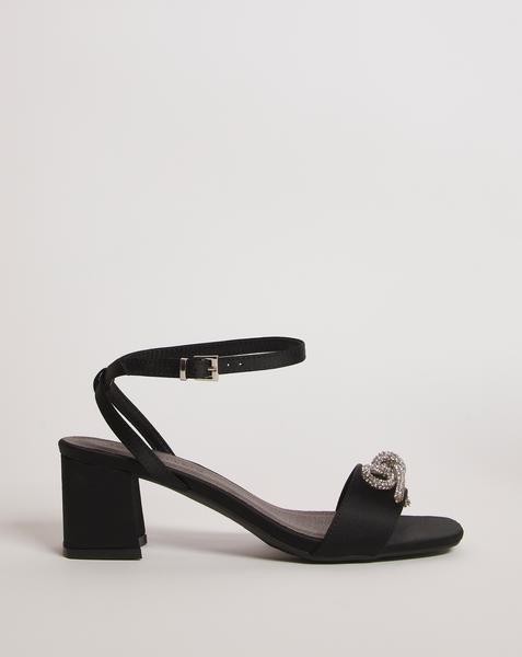Glitzy Bow Block Heel Sandal EEE Fit