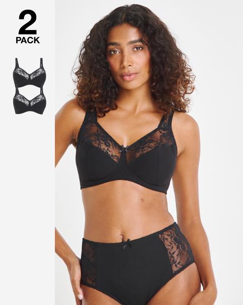2 Pack Lace Non Wired Full Cup Bras