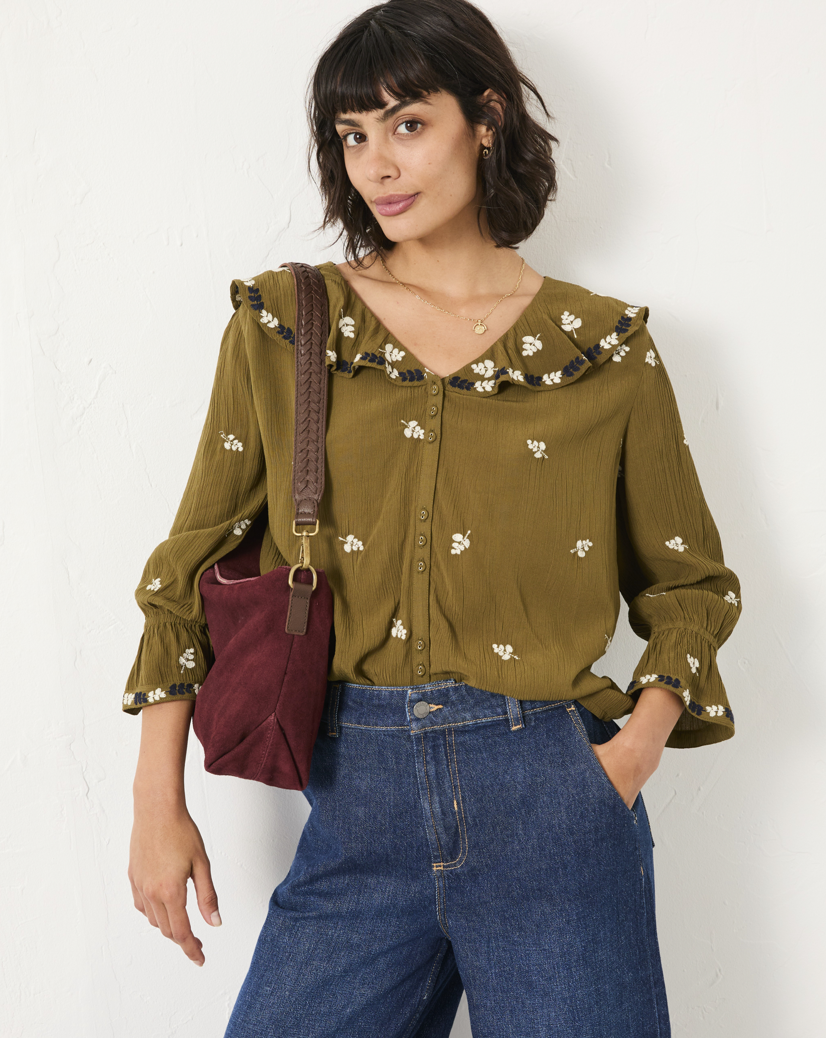 FatFace Etta Embroidered Blouse