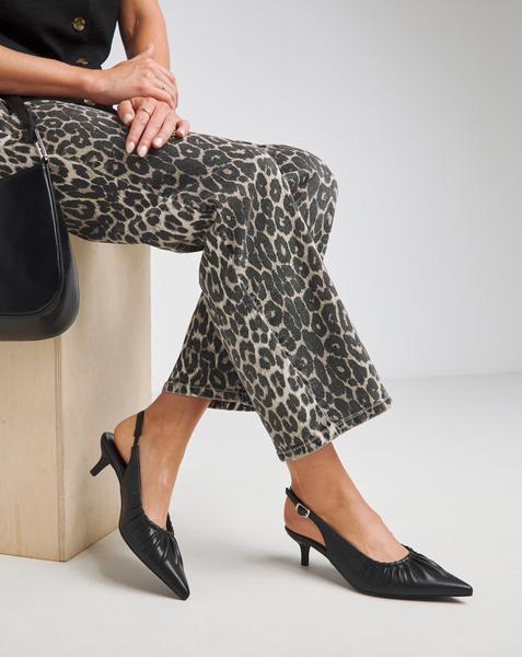 Ruched Kitten Heel Slingbacks Wide