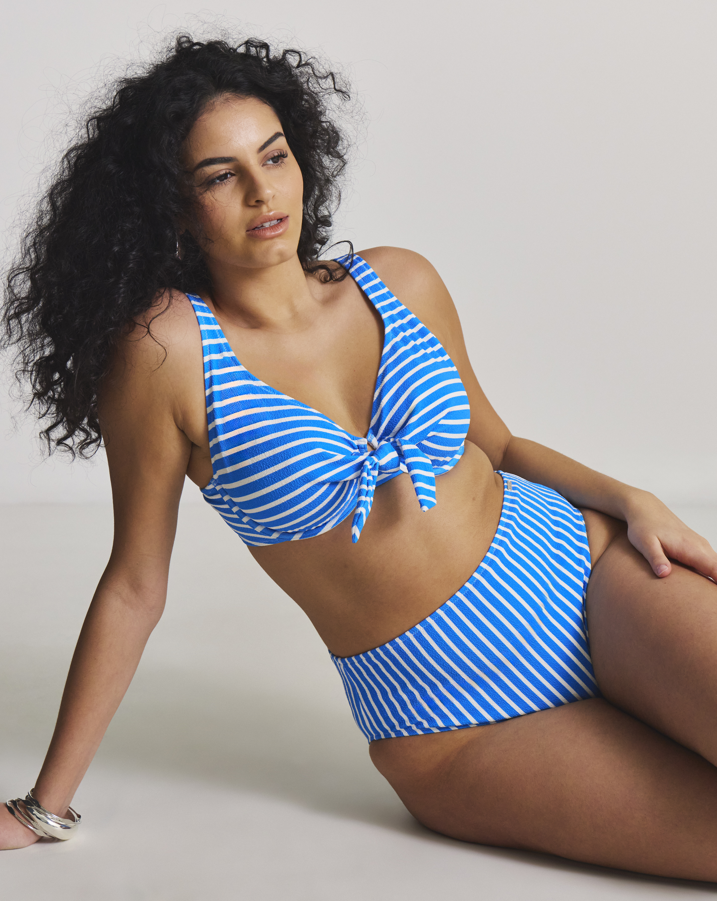 High Waist Stripe Bikini Bottoms