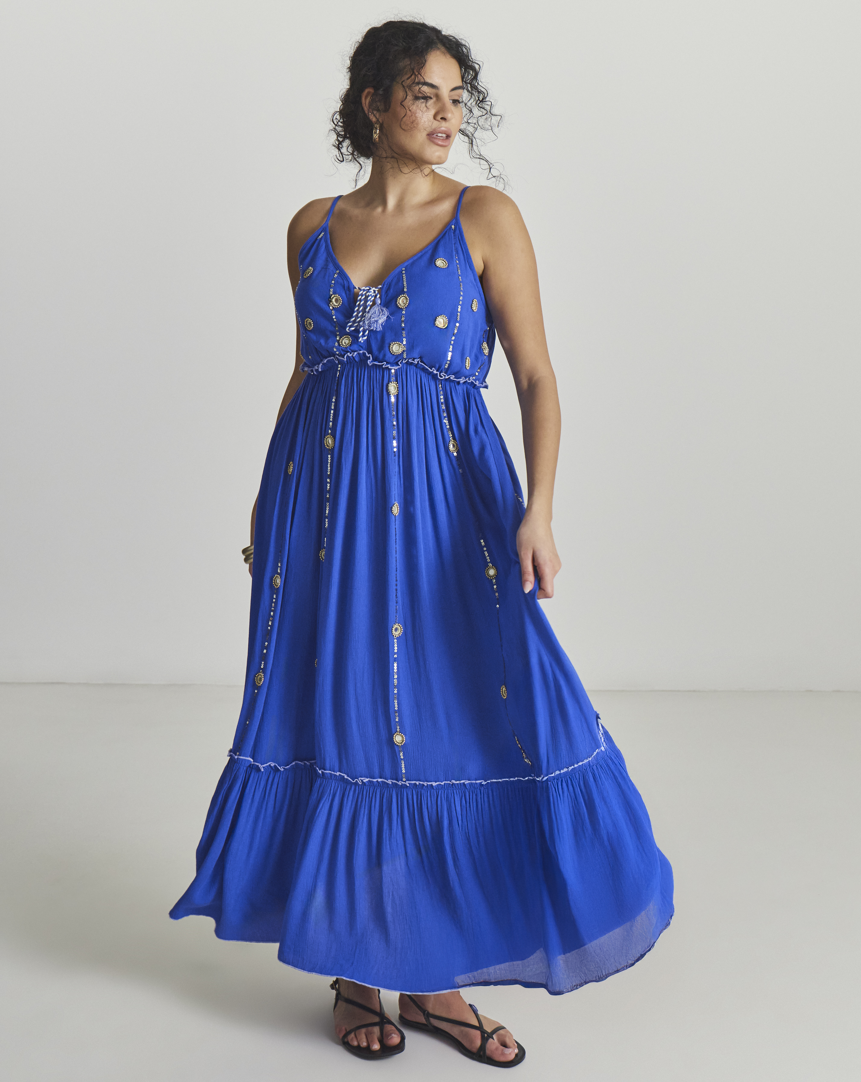 Mirror Trims Maxi Beach Dress