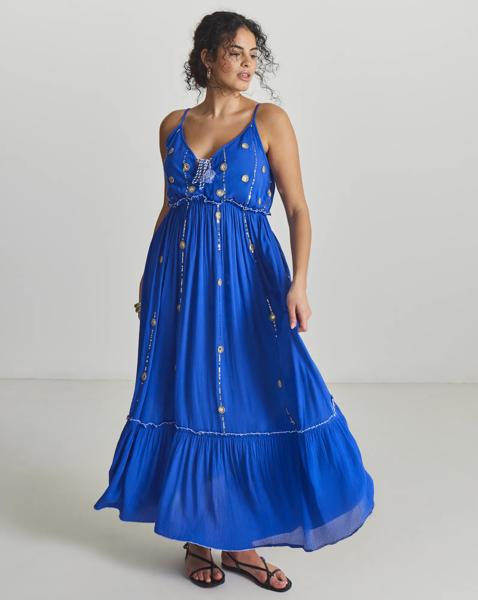 Mirror Trims Maxi Beach Dress