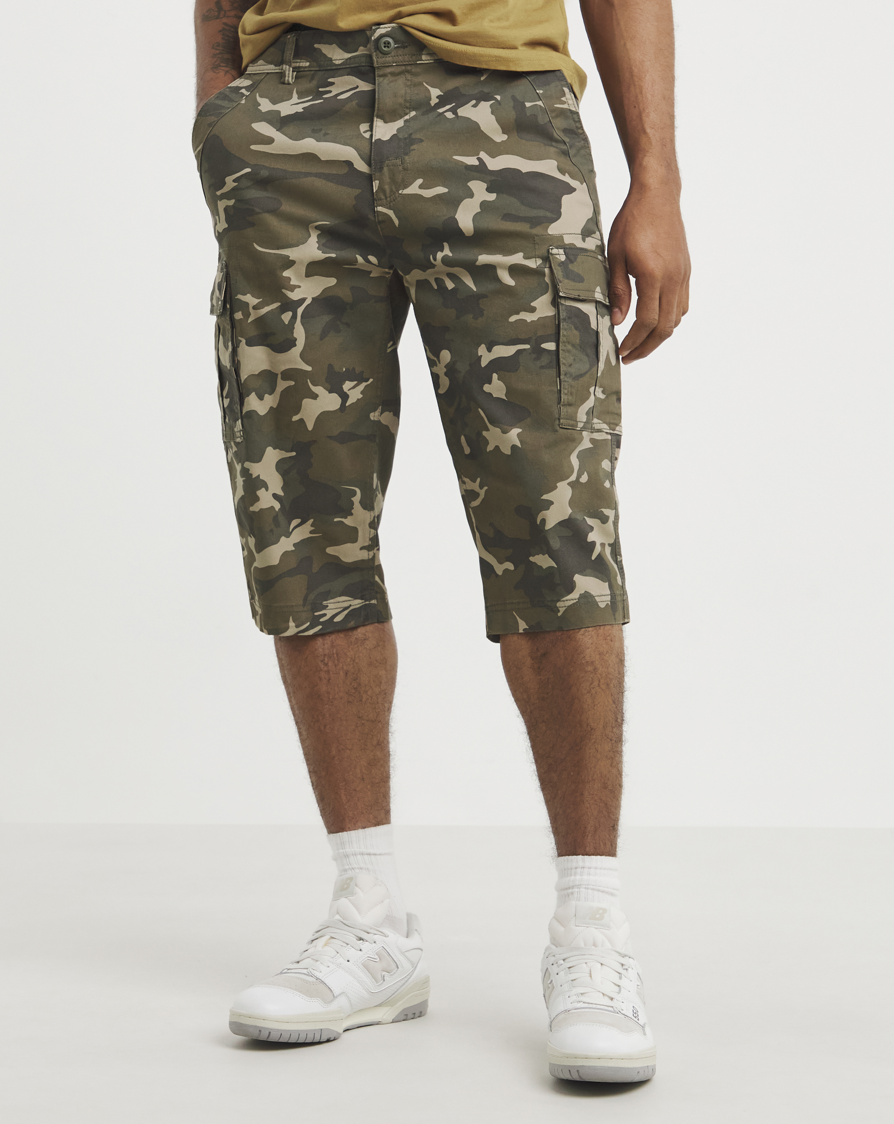 3/4 Length Cotton Stretch Cargo Short