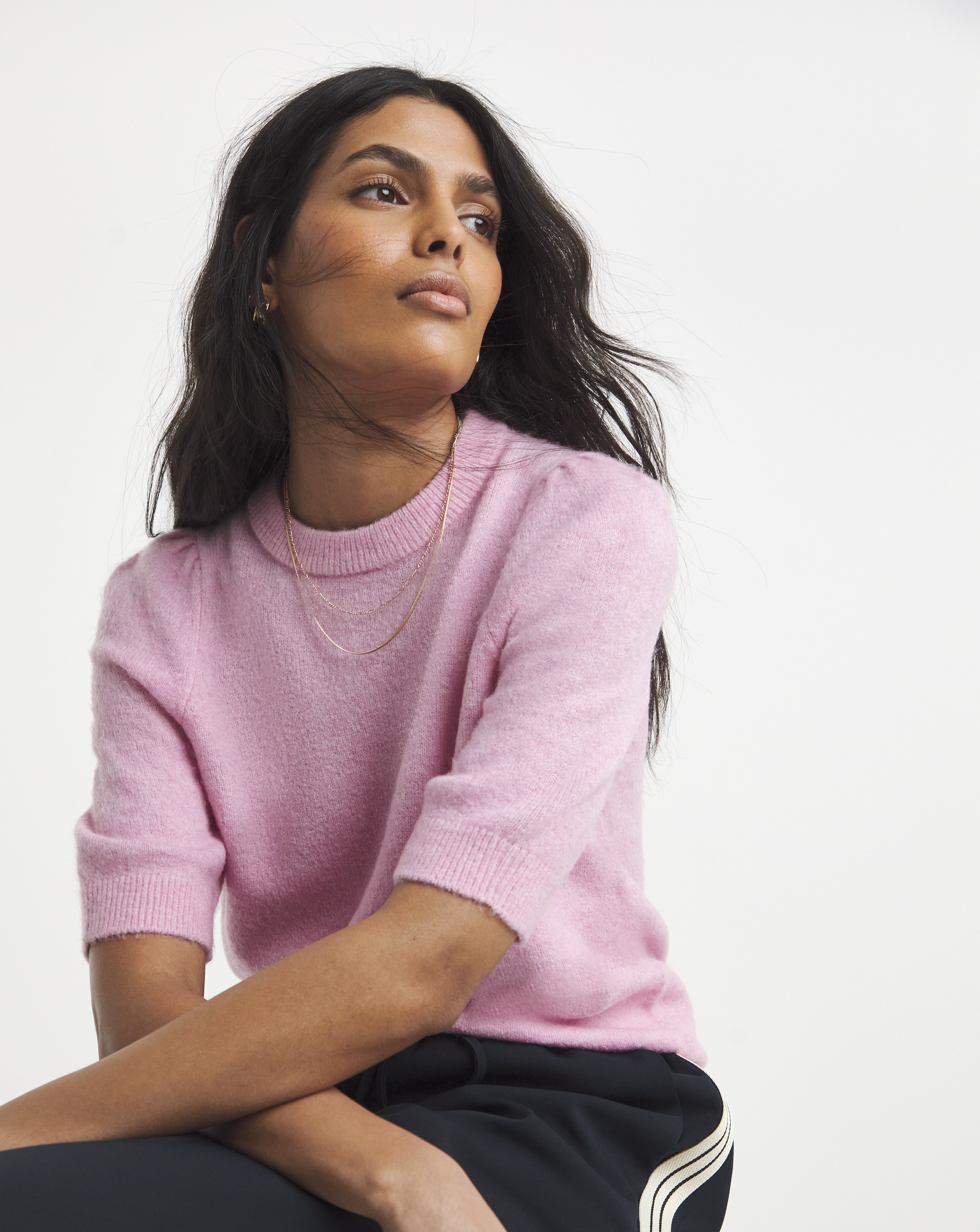 Puff Sleeve Knitted T-Shirt