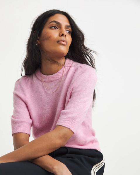 Puff Sleeve Knitted T-Shirt