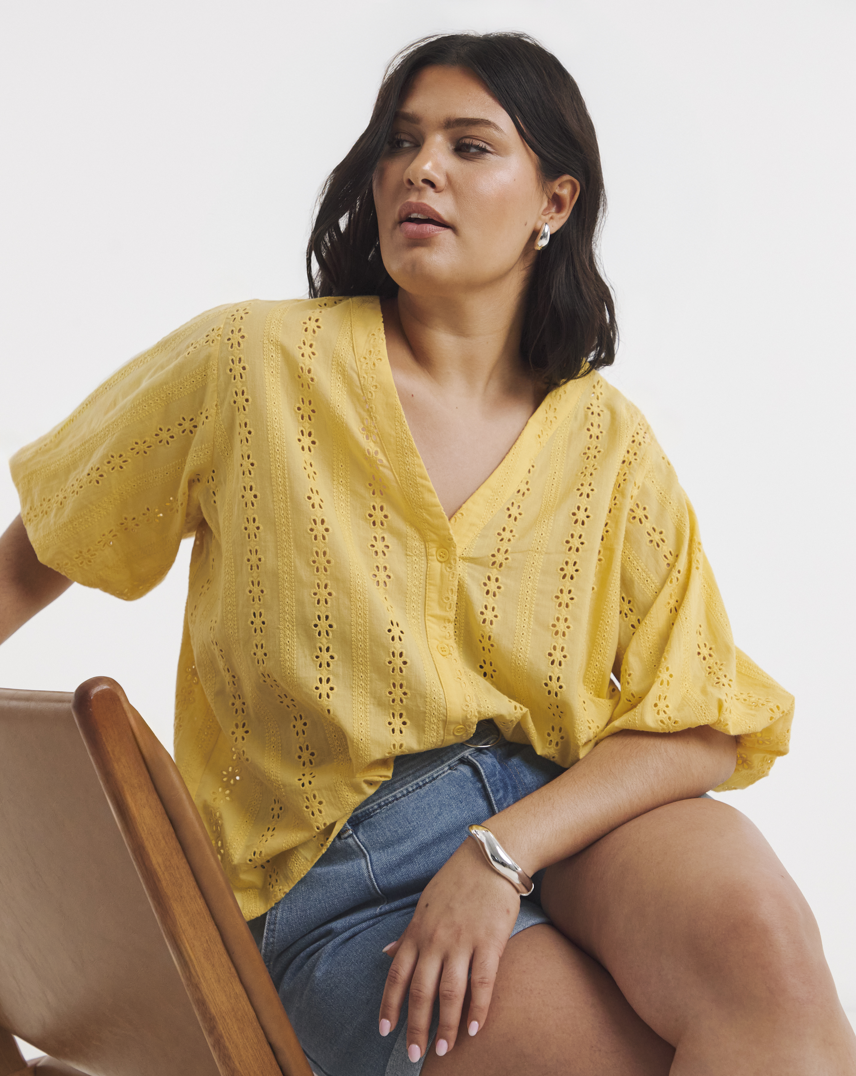 Soft Yellow Broderie Blouse