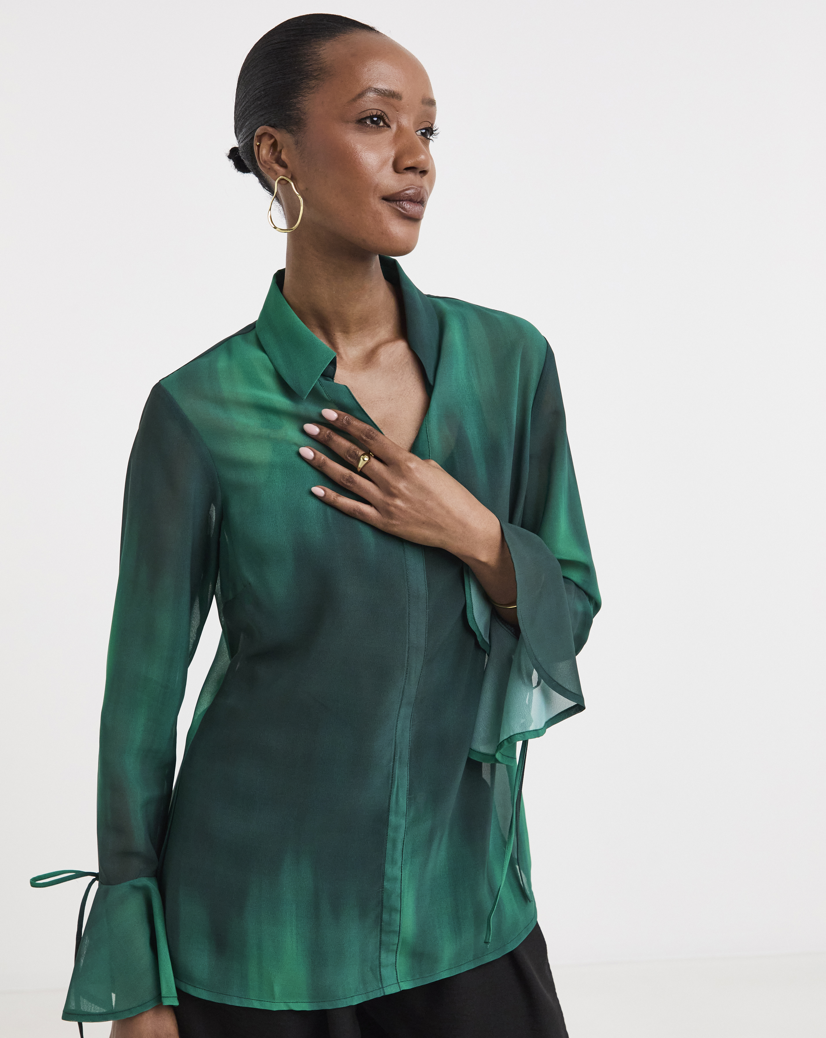 Georgette Frill Cuff Blouse