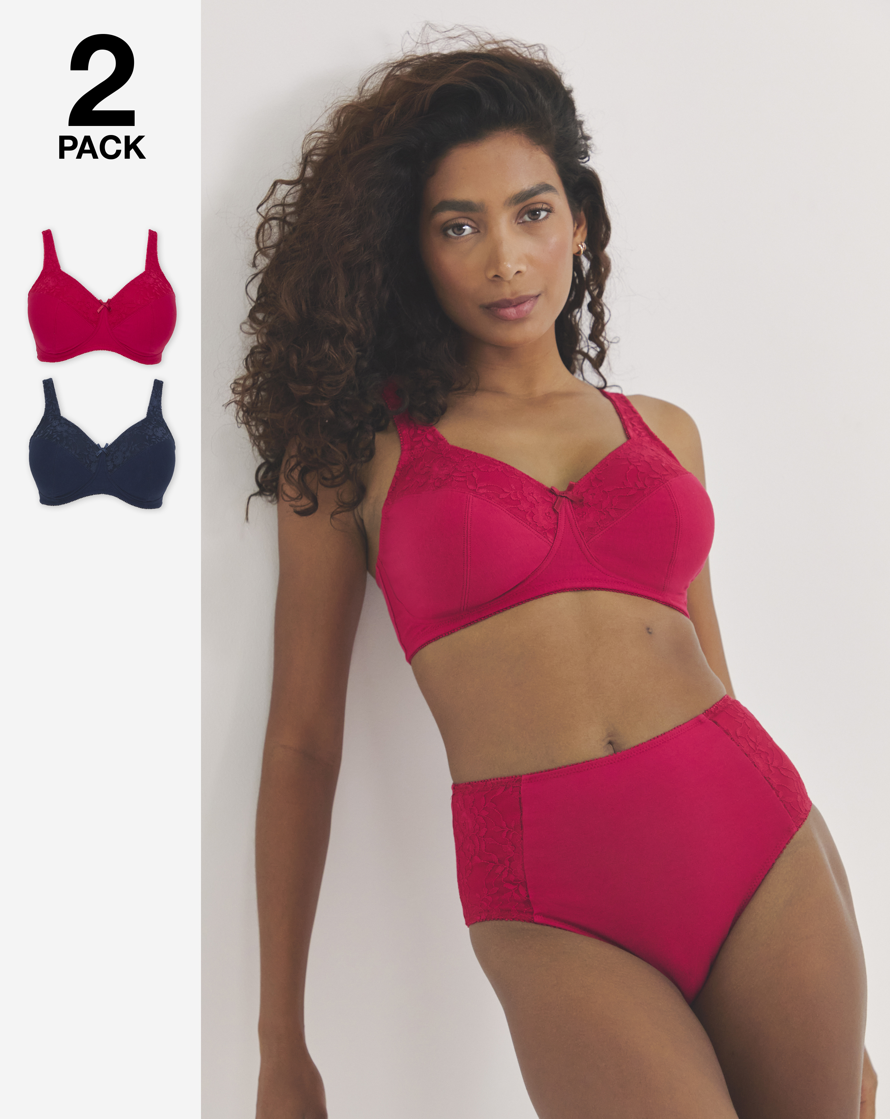 2 Pack New Sarah Full Cup Non Wired Bras